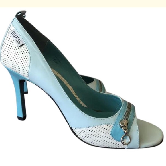 Guess Shoes - Guess by Marciano - Light Blue and White Pumps